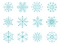 Snowflake icons set. Editable vector pictogram isolated on white background. Trendy contour symbols for mobile apps and Royalty Free Stock Photo