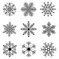 Snowflake icons set. Editable vector pictogram isolated on white background. Trendy contour symbols for mobile apps and Royalty Free Stock Photo