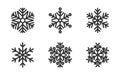 Snowflake icons set. Snow elements on white background. Christmas snow in flat design. Festive decoration template Royalty Free Stock Photo