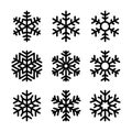 Snowflake Icons Set on White Background. Vector