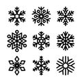 Snowflake Icons Set on White Background. Vector