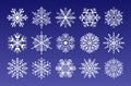 Snowflake icons set in white color. Christmas snow flake crystal element. Winter ice collection. Flat isolated silhouette symbol. Royalty Free Stock Photo