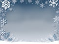 Snowflake and Leaf Gradient Background Image with Border Design Royalty Free Stock Photo