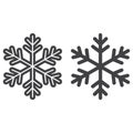 Snowflake line and glyph icon, New year