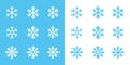 Snowflake line icons on blue and white background Royalty Free Stock Photo