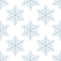 Snowflake line seamless pattern. Winter season, Christmas snow flakes repeat texture. New Year traditional ornament. Royalty Free Stock Photo