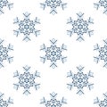 Snowflake line seamless pattern. Winter season, Christmas snow flakes repeat texture. New Year traditional ornament. Royalty Free Stock Photo