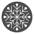 Snowflake line and solid icon. Ice crystal flake of snow sixfold symmetry outline style pictogram on white background