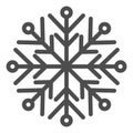 Snowflake line and solid icon. Ice crystal flake of snow sixfold symmetry outline style pictogram on white background