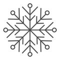 Snowflake line and solid icon. Ice crystal flake of snow sixfold symmetry outline style pictogram on white background