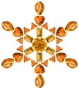 Snowflake made from different cut topazes Royalty Free Stock Photo