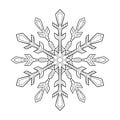 Snowflake mandala with soft patterns on white isolated background. Suitable for coloring book.