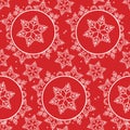 Snowflake pattern seamless red and white colors Royalty Free Stock Photo