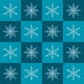 Snowflake pattern. Seamless vector checkered winter background