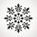 Symmetrical Black Snowflake Vector Art For Snowball Fights