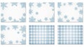 Snowflake and plaid patterns isolated on white background Royalty Free Stock Photo