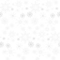 Snowflake seamless background, grey on white winter design element stock