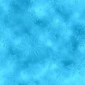 Snowflake seamless pattern. Blue metallic effect foil. Frosty glass with snowflakes. Silver winter background. Glitter texture. Fa