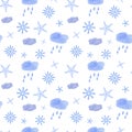 Snowflake seamless pattern Christmas winter holidays hand drawn symbol of end of the year family celebration, festive Royalty Free Stock Photo