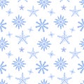 Snowflake seamless pattern Christmas winter holidays hand drawn symbol of end of the year family celebration, festive Royalty Free Stock Photo