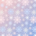 Snowflake seamless pattern gradient Rose Quartz and Serenity colored vintage background