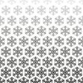 Snowflake seamless pattern. Repeating fades degrade snowflakes background. Repeated fadew geometric texture. Gradation faded