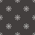 Snowflake seamless pattern. Snow on graybackground. Abstract wallpaper, wrapping decoration. Merry Christmas holiday