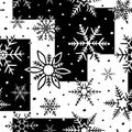 Snowflake seamless pattern. Snowflakes background. Winter design for prints. Repetition handdrawn snow. Hand drawn falling snowfla Royalty Free Stock Photo