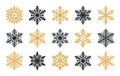 Snowflake set isolated on white background. Flat line icons for christmas and winter decoration. Royalty Free Stock Photo