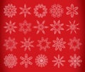 Snowflake set on red