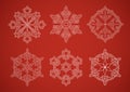 Snowflake set on red background Royalty Free Stock Photo