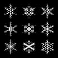 Snowflake set vector silhouette symbol icon design. Royalty Free Stock Photo