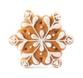 Snowflake shaped Christmas cookie isolated on white