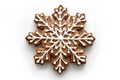 Snowflake gingerbread cookie on white background. Neural network AI generated Royalty Free Stock Photo