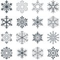 Snowflake shapes set on white background. Royalty Free Stock Photo