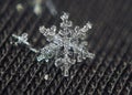 Snowflake shining crystal star at black background