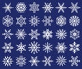 Snowflake silhouette, christmas ice flake icons, frozen crystals. Stylized cold snow crystal, xmas winter snowflakes Royalty Free Stock Photo