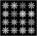 Snowflake silhouette icon, symbol, design. Winter, christmas vector illustration on the black background.