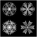 Snowflake silhouette icon, symbol, design. Winter, christmas vector illustration on the black background. Royalty Free Stock Photo
