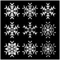 Snowflake silhouette icon, symbol, design. Winter, christmas vector illustration isolated on the black background. Royalty Free Stock Photo