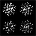 Snowflake silhouette icon, symbol, design. Winter, christmas vector illustration isolated on the black background. Royalty Free Stock Photo