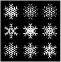 Snowflake silhouette icon, symbol, design. Winter, christmas vector illustration isolated on the black background. Royalty Free Stock Photo