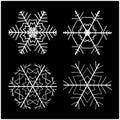 Snowflake silhouette icon, symbol, design. Winter, christmas vector illustration isolated on the black background. Royalty Free Stock Photo
