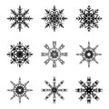 Snowflake silhouette icon, symbol, design. Winter, christmas vector illustration isolated on the white background. Snowflake silho