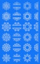 Snowflake silhouette monogram papercut. Vector collection templates. Winter symbol