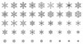 Snowflake simple black line icons snow vector set Royalty Free Stock Photo