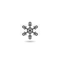 Snowflake simple icon with shadow