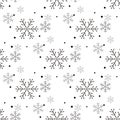 Snowflake simple seamless pattern. Black snow on white background. Abstract wallpaper, wrapping decoration. Symbol of Royalty Free Stock Photo