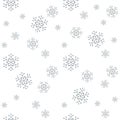 Snowflake simple seamless pattern. Black snow on white background. Abstract wallpaper, wrapping decoration. Symbol of winter, Royalty Free Stock Photo