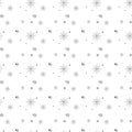 Snowflake simple seamless pattern. Black snow on white background. Abstract wallpaper, wrapping decoration. Symbol of winter, Royalty Free Stock Photo